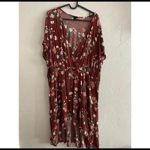 Hi low burnt orange with floral tunic blouse